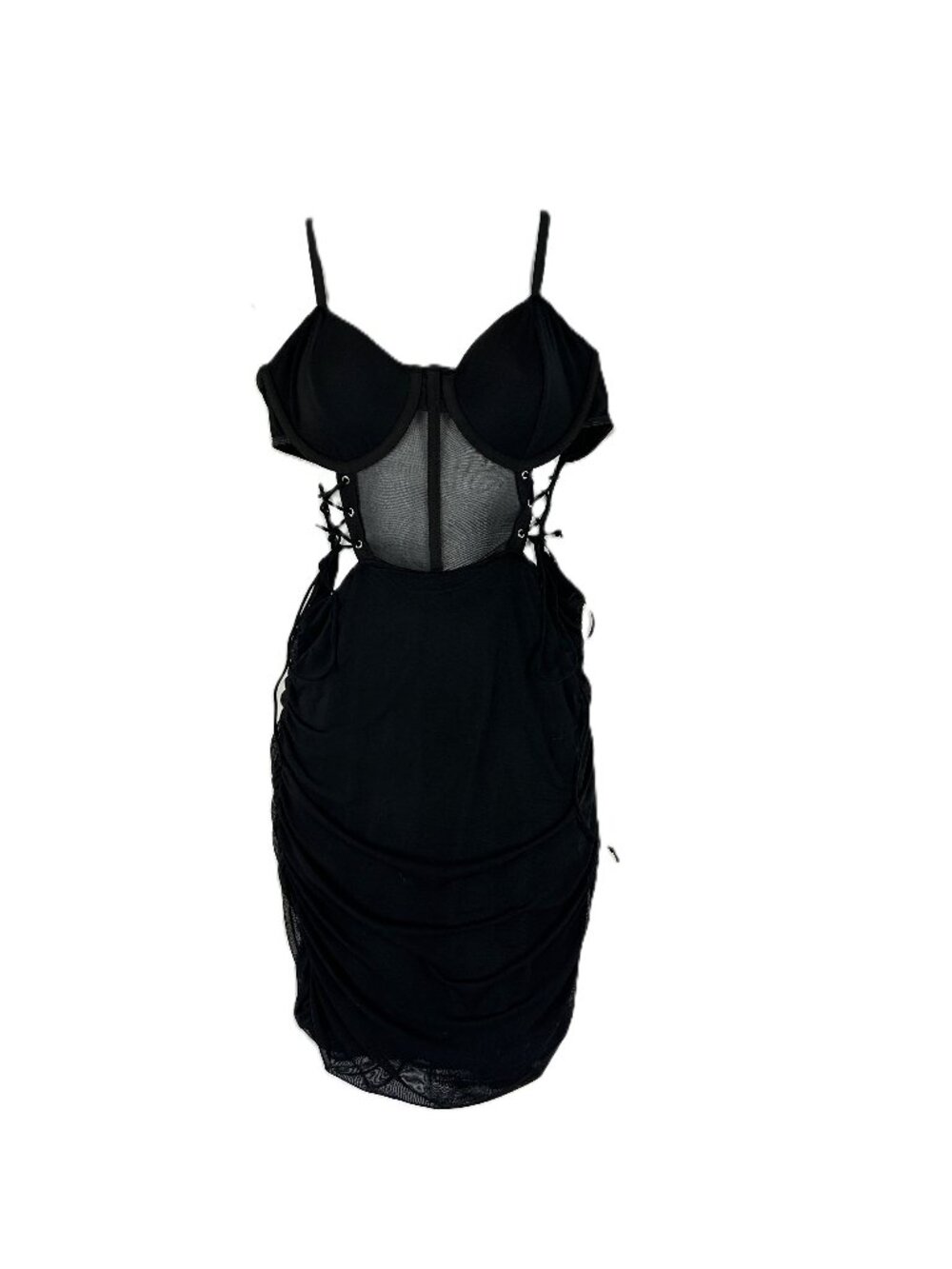Corset Open Side Bodycon Dress Black L Goth